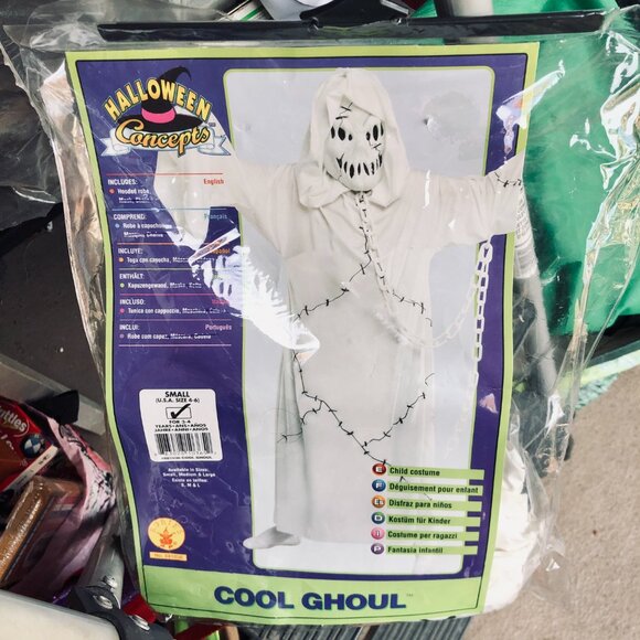 Cool Ghoul Ghost Costume (Rubie's) - Size Small (3-4y) | Headpiece & Hooded Robe - Picture 4 of 7